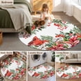 thumbnail image 5 of Small Round Rug 3Ft Washable Non-Slip, Cardinal Bird Circle Area Rugs for Living Room Bedroom, Winter Poinsettia Berry Pine Cones Floral Indoor Floor Mats Carpet Runner for Home Decor, 5 of 8