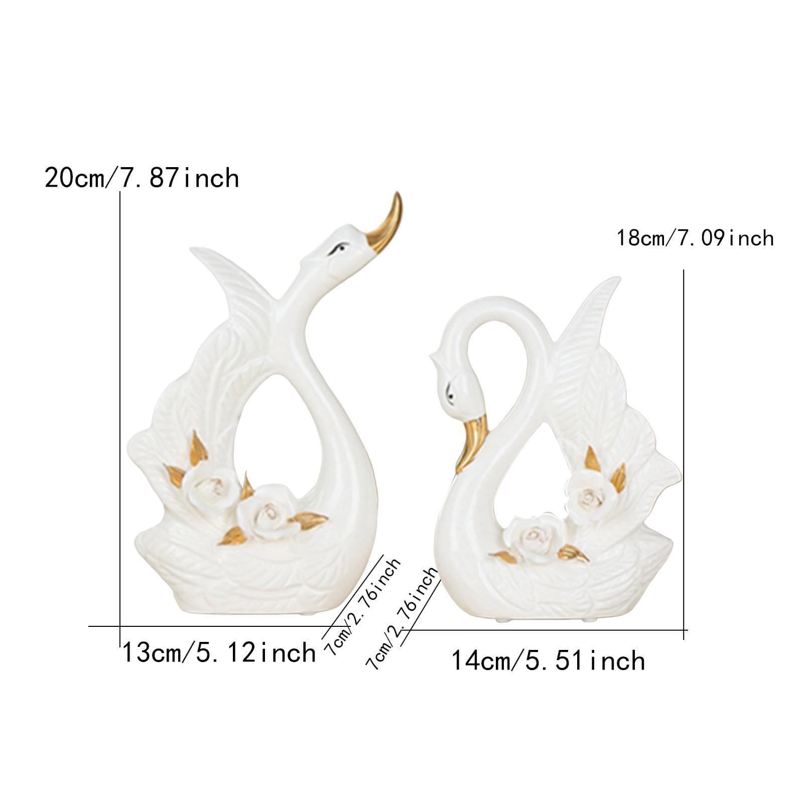 3 Pieces Desktop Aquarium Tank Transparent Small Fish Bowl Vase Durable Ceramic Swan Sculpture Home Office Decor