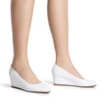thumbnail image 4 of BURUDANI Women's Low Wedges Heels Closed Round Toe Pumps Comfortable Slip On Dress Work Wedding Shoes, 4 of 5