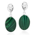 thumbnail image 5 of AeraVida Classy Double Oval Green Malachite Inlay Sterling Silver Drop Post Evening Earrings for Women Anniversary Jewelry Gift, 5 of 5
