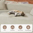 thumbnail image 4 of FFH 80.7" Corduroy Sofa, 3 Seater Boneless Cloud Couch for Small Living Rooms, Apartments and Offices, Camel, 4 of 11