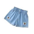 thumbnail image 2 of LYMAYTER Toddler Kids Girls Demin Shorts Summer Jeans Shorts Elastic Waist Casual Shorts Pants for 3-13 Years Old, 2 of 11