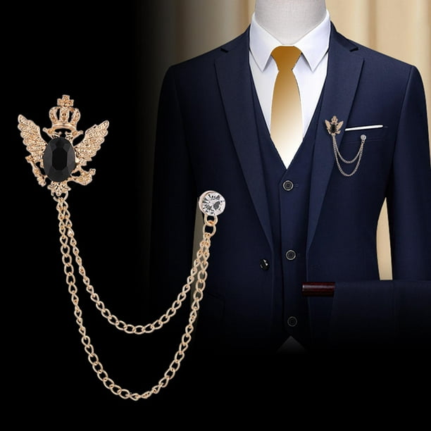 Huture Broche De Traje Para Hombre Con Cadenas Y Hebilla Para Decoración De Cuello De Camisa De Hombre