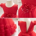 thumbnail image 6 of IDOPIP Baby Toddler Flower Girl Dress Lace Tulle Birthday Pageant Gown 1-5 Years 3D Flowers Formal Dress Toddler Wedding Guest Dress Baby Girl First Birthday Party Princess Baptism Dresses, 6 of 7