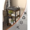 thumbnail image 4 of Mesa auxiliar de 3 niveles, mesa auxiliar resistente con estantes, mesa de noche estrecha para espacios pequeños, mesa con tocadiscos para dormitorio, sala de estar, sofá cama - Marrón rústico y negro, 4 of 8