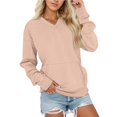 thumbnail image 4 of Women's Plus Size V-Neck Fleece Lined Sweatshirt, Oversized Long Sleeve Soft Comfortable Pullover for Fall Winter Fashion, Casual Streetwear, Daily Loungewear, Holiday and Travel Outfits Rose Gold XL, 4 of 6