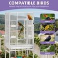 thumbnail image 3 of Dextrus 53" Metal Bird Cage with Rolling Stand and Castor Wheels, Large Bird Cages for Parakeets, Parrots, Cockatiels, Pigeons with 2 Free Bird Covers, 3 of 9