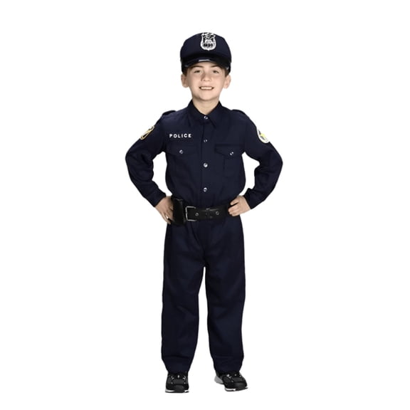 Aeromax Jr. Police Officer Suit Halloween Fancy-Dress Costume with Cap including Belt for Child, Little Boys M