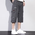 thumbnail image 4 of Zylarhe Men's Shorts, Men's Over The Knee Shorts Elasticated Pocket Slacks 8 Mens Shorts GY2 XXL, 4 of 5