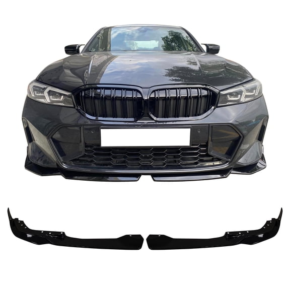 Ikon Motorsports Front Splitter Lips Compatible with 2023-2026 BMW G20 LCI 330i 330e & M340i, Gloss Black MP Style Front Bumper Lip Spoiler Added on Air Dam Chin