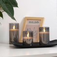 thumbnail image 2 of Glass Led Flameless Candles, Battery Candles, Pillar Candles Battery Operated With Remote Control And Timer, Electric Candles, Wax+grey Glass, Set Of, 2 of 5