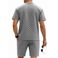 thumbnail image 4 of Men's Short Sleeve Set Suits 2 Piece Shirt Shorts Outfit for Summer Casual Gray S, 4 of 8