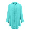 thumbnail image 6 of NMMUED Cover Ups for Swimwear Women Blouse Long Button Down Shirt Dresses Tops Beach Vacation Clothes for Women Light Green A, 6 of 7
