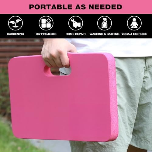 Extra Thick Kneeling Pad, Soft Foam Cushioning for Knee, Large Foam Kneeler Mat for Gardening, Bathing Baby, Workout Supplies, 17.5 x 11 x 1.5 in, Pink