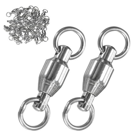 Uxcell 30-Pack Ball Bearing Fishing Swivels, 3# 0.79In (20mm) Stainless Steel Lure Leader Line Connector for Fishing [Silver]