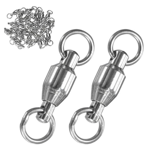 Uxcell 30-Pack Ball Bearing Fishing Swivels, 3# 0.79In (20mm) Stainless Steel Lure Leader Line Connector for Fishing [Silver]