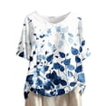 thumbnail image 2 of Blouses pour Femmes, Chandail Décontracté à Imprimé pour Femmes en Coton et Lin à Boutons, Col Rond, Manches Courtes, 2 of 5