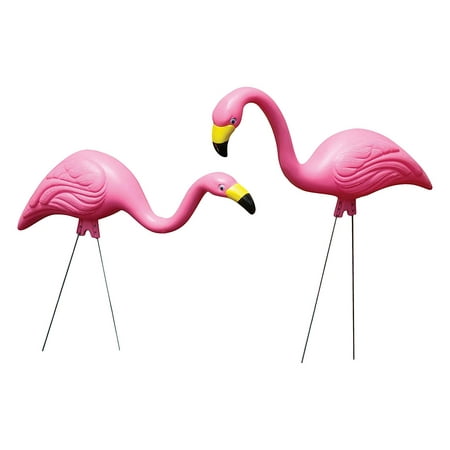 Pink Flamingo Garden Yard Statue 2-Pack (G2), Collectible quality, color will not fade, and galvanized steel legs will not rust By Bloem