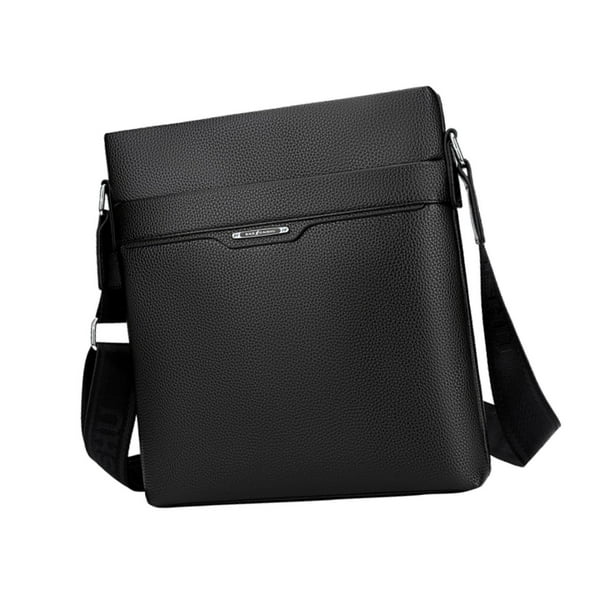 Bolso de hombro para hombre, portátil, informal, con cremallera, práctico, moderno, con correa ajustable Negro