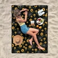 thumbnail image 3 of Picnic Blankets Waterproof Foldable Extra Large,80"x 60" Outdoor Beach Blanket Waterproof Sandproof,3-Layer Lightweight Handy Mat Tote Picnic Camping Rugs for Outside Your Rv(Black Sunflowers), 3 of 6