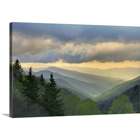 Great BIG Canvas | Adam Jones Premium Thick-Wrap Canvas entitled Sunrise view of Oconaluftee Valley, Great Smoky Mountains National
