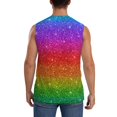 thumbnail image 4 of Pofeuu Rainbow Glitter Print Men's Muscle T-Shirt, Sleeveless, Muscle Tank, Classic Muscle Tee Top For Men Casual Sleeveless Muscle T-Shirt Trendy Clothes-XX-Large, 4 of 7