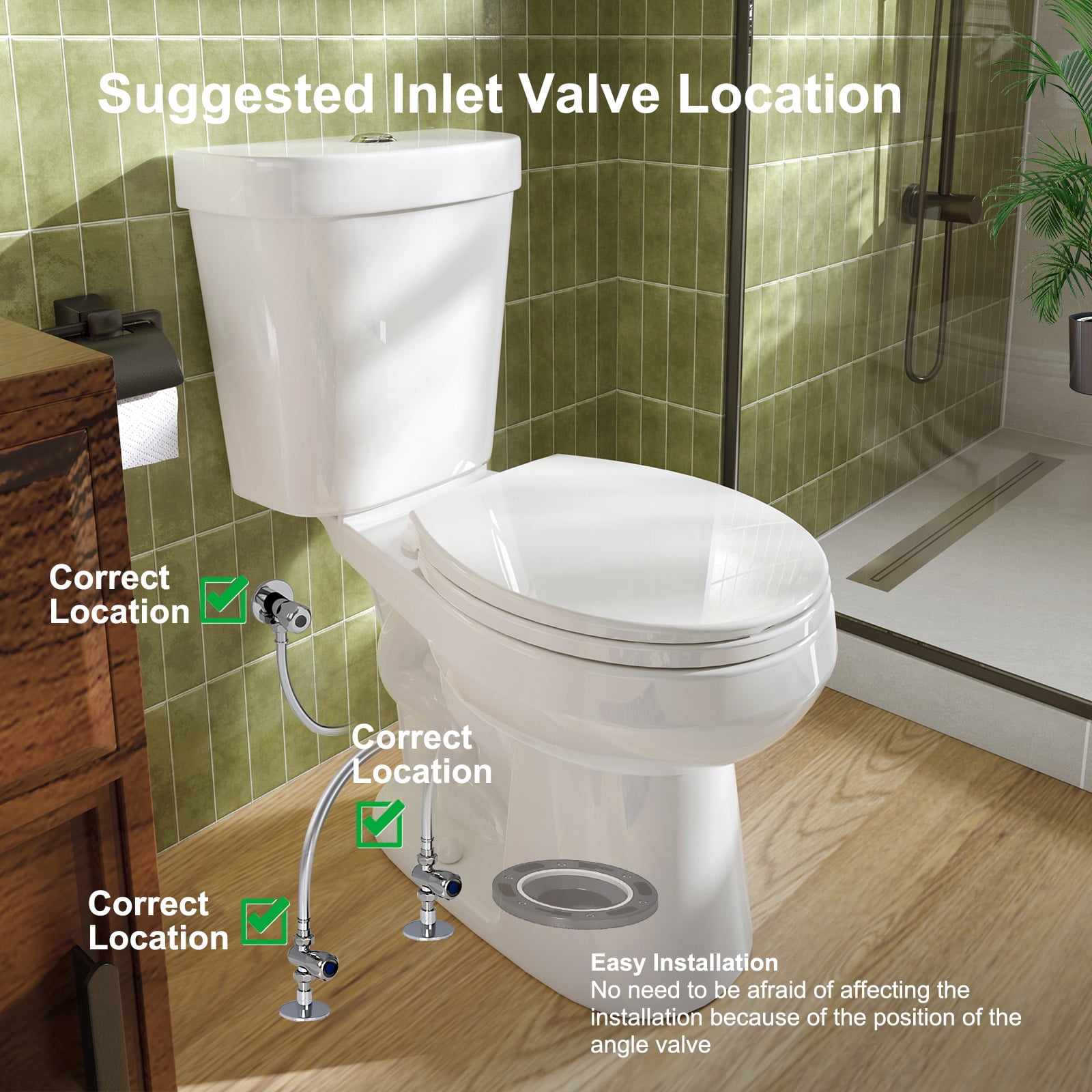 HOROW HWTT-R01D 1.28 GPF Two-Piece Round Chair Height Floor Mounted Toilet, Elongated Comfort Bathroom Toilet, Power Flush, White