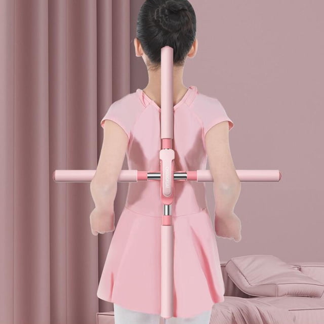 Palo de corrección jorobada de acero inoxidable Anti jorobado Pilates gimnasio hogar hombro entrenamiento palo Corrector palos estiramiento rosado Baoblaze cruz correctora jorobada