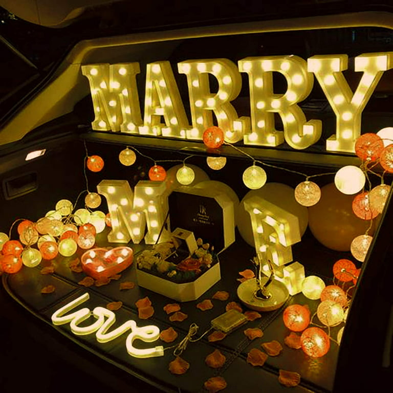 Light Bar Sign Wedding W Letters Powered Party Home cor with Warm for Night White D Lamp Letter Alphabet Battery Shining Marquee Bulbs Standing