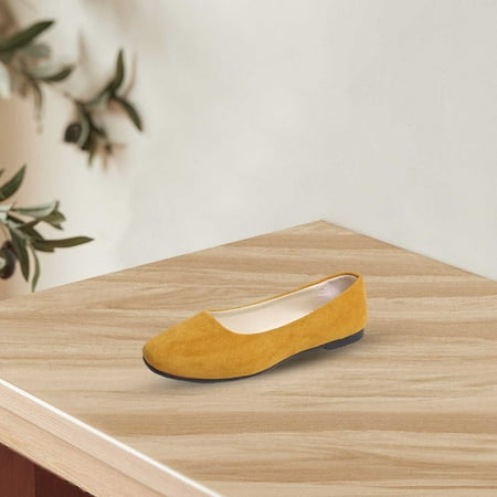 

Womens Shoes Women Girls Solid Big Size Slip On Flat Shallow Comfort Casual Single Shoesyellowus Size 4
