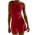 thumbnail image 2 of Jusqu'à 60 % de Réduction, Robe d'Été Sexy Mode Femme Couleur Unie Dos Nu Sans Manches Col Rond, Robe Dos Nu Sexy, Robe Couleur Unie, Robe Sans Manches Col Rond Style Tendancecoton, Rouge, 2 of 9