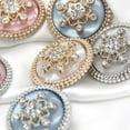 thumbnail image 3 of 6Pack Elegant Coat Snow Metal Sewing Buttons For Clothing White Pink Blue Luxury Women Jacket Rhinstones Handmade Decorations, 20mm, 3 of 6