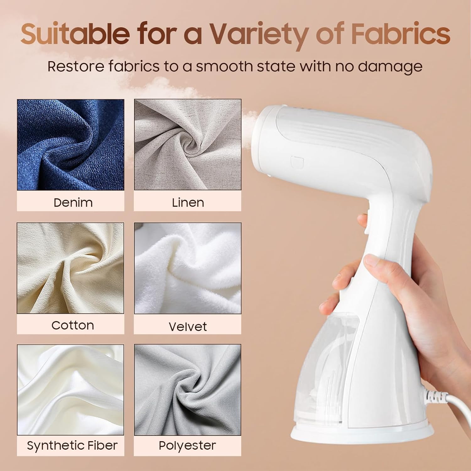 Portable Handheld Steamer for Clothes - Hand Held Clothes Steamer 15S Fast Heat-up, 1500W Heat-Resistant Steam Iron Remove Wrinkles for All Fabrics, 300ml Tank for Travel/Hotel