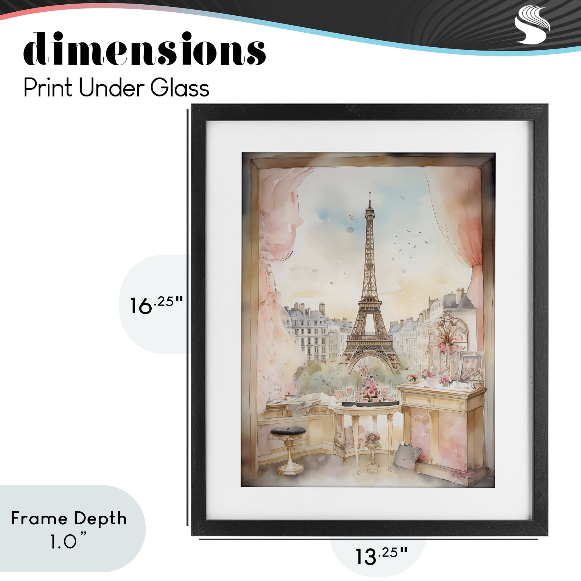 Stupell Industries Eiffel Tower Window View Black Framed Print Under Glass, design by Creative Studio