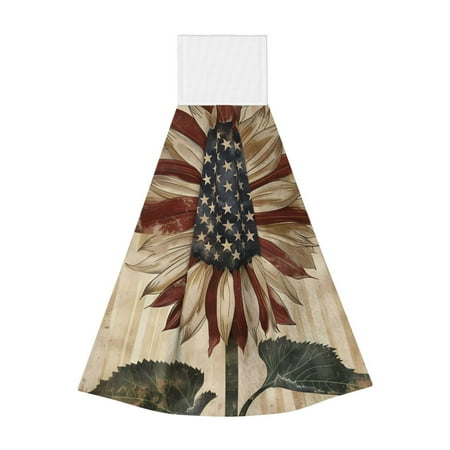 

Disketp USA Sunflower Flag Hanging Kitchen Towel Tie Towels Tea Bar Dish Cloths Dry Towel for Laundry Room Decor (18*14in)