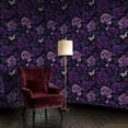 thumbnail image 2 of Peel and Stick Wallpaper Dark Purple Lavender Roses Butterflies Wall Mural 23.6in x 9.8ft Self Adhesive Removable Wall Paper Renter Friendly Wallpaper for Nursery Bedroom Cabinets, 2 of 8