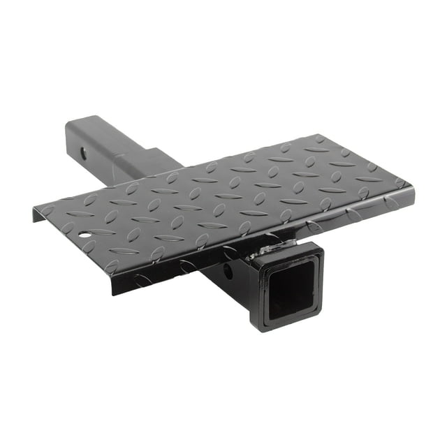 VCT 18" Hitch Receiver Extension with 14" x 7" Square Black Diamond Plate Step