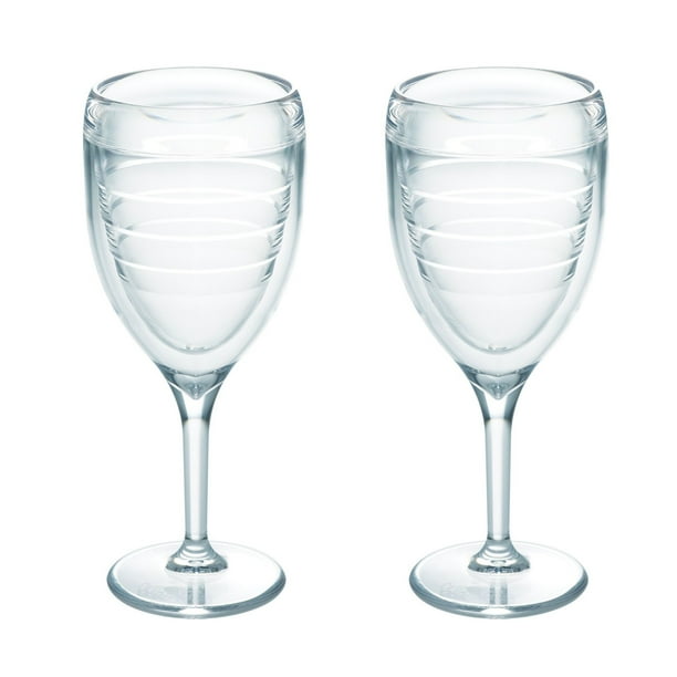 Set of 2 Clear Tervis Double Insulated Wine Glasses, 9 Ounce. Walmart