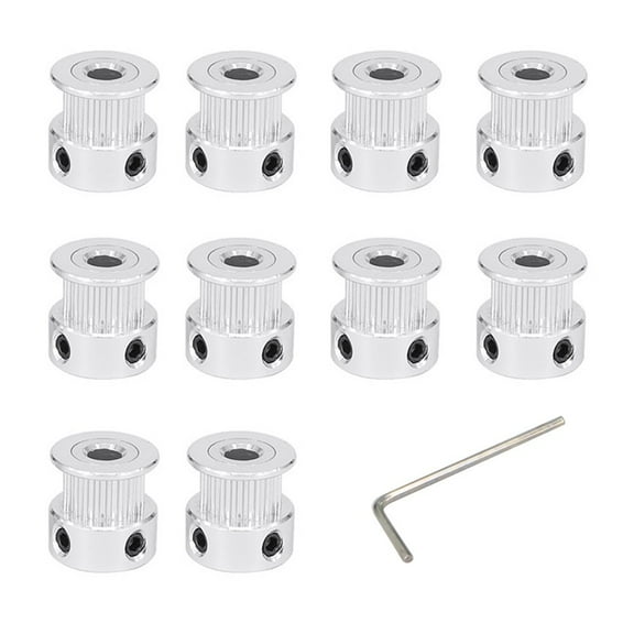 Befenybay 10pcs Silver 2GT Synchronous Wheel 20 Teeth 5mm Bore Width 6mm Belt Aluminum Timing Pulley for 3D Printer (20T-5B-Silver)