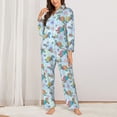 thumbnail image 2 of Balery Colorful Sea Turtle Conjunto de Pijama con Estampado para Mujer, Conjunto de Dos Piezas con Manga Larga, Ropa de Dormir Suave con Bolsillos, Pijamas Cómodos-XX-Large, 2 of 7