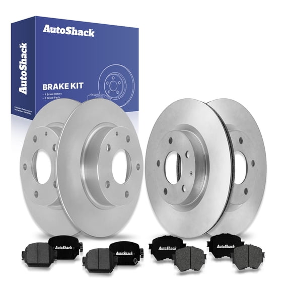 AutoShack Front Vented & Rear Solid Brake Rotors   Premium Ceramic Pads 12-PC Brake Kit Replacement for 2017-2018 Mazda 3