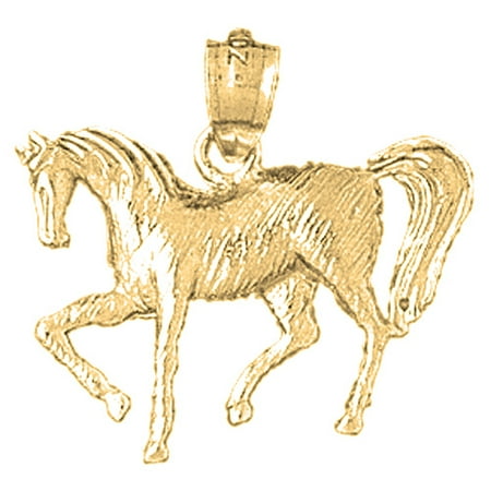 18K Yellow Gold Horse Pendant - 21 mm