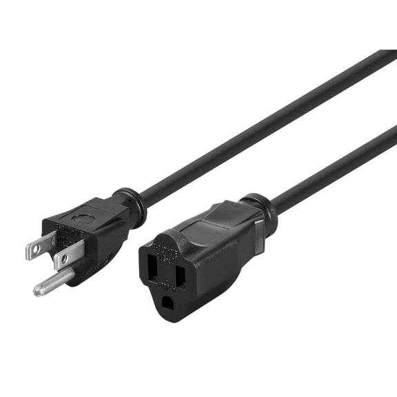 Monoprice 3-Prong Extension Cord - 3 Feet - Black | NEMA 5-15P to NEMA 5-15R, 16AWG, 13A