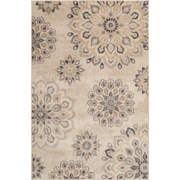 Loomaknoti Minerva Asterin 5' x 7' Floral Indoor Area Rug , White