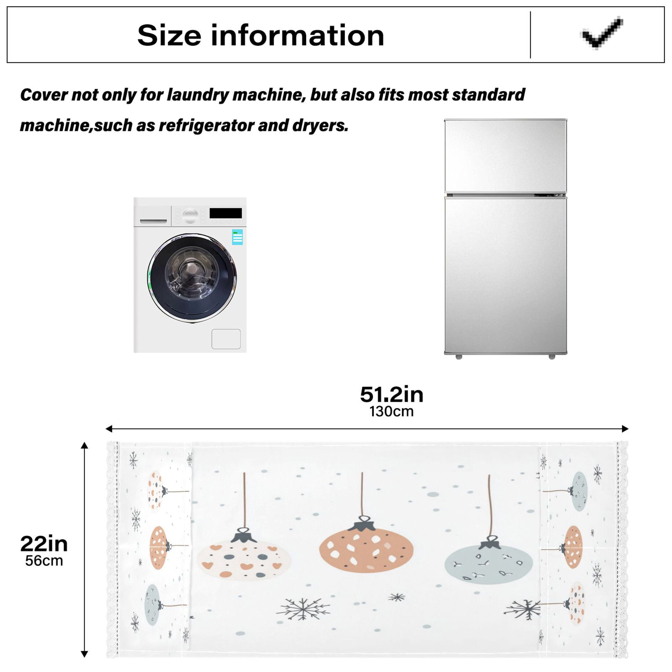 Christmas ElementsWasher and Dryer Covers Dust-Proof and Oil Resistant Fridge Cover with 4 Storage Pockets Washing Machine Top Cover for Laundry Kitchen Home 51.2 x 22 In