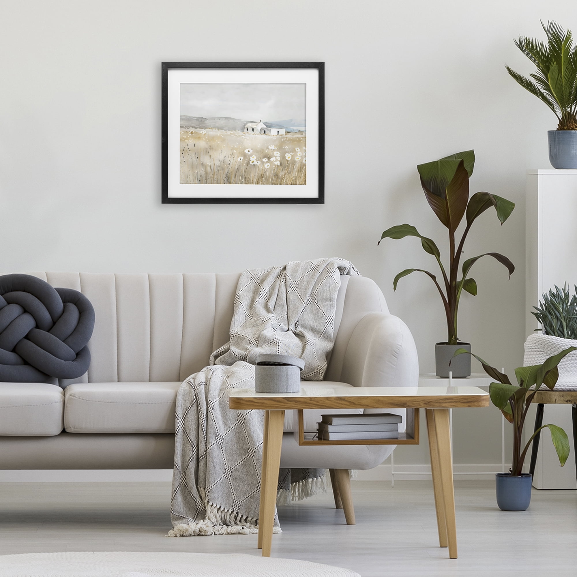 Stupell Industries Rustic Landscape Daisy Meadow Black Framed Print Under Glass, design by Creative Studio
