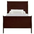 thumbnail image 3 of 6pc Louis Philip Transitional Twin Size Bedroom Set Panel Bed Dresser Mirror Chest 2x Nightstands Cherry Brown Finish Wooden Furniture, 3 of 7