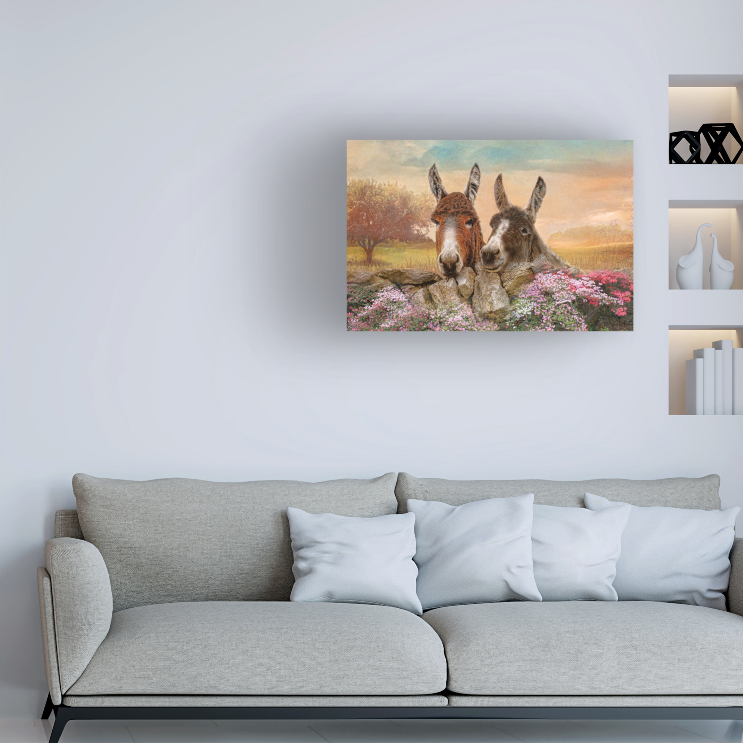 Canvas Wall Art - Trudi Simmonds 'Donkey Duo' Wall Art for Living Room, Bedroom, or Office DÃ©cor by Trademark Fine Art - 24 x 16 Inches