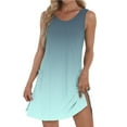 thumbnail image 2 of Plus Size Dresses Clearance, Womens Summer Casual Sleeveless Round Neck Printed Dress With Pocket(Mint Green,XL), 2 of 9