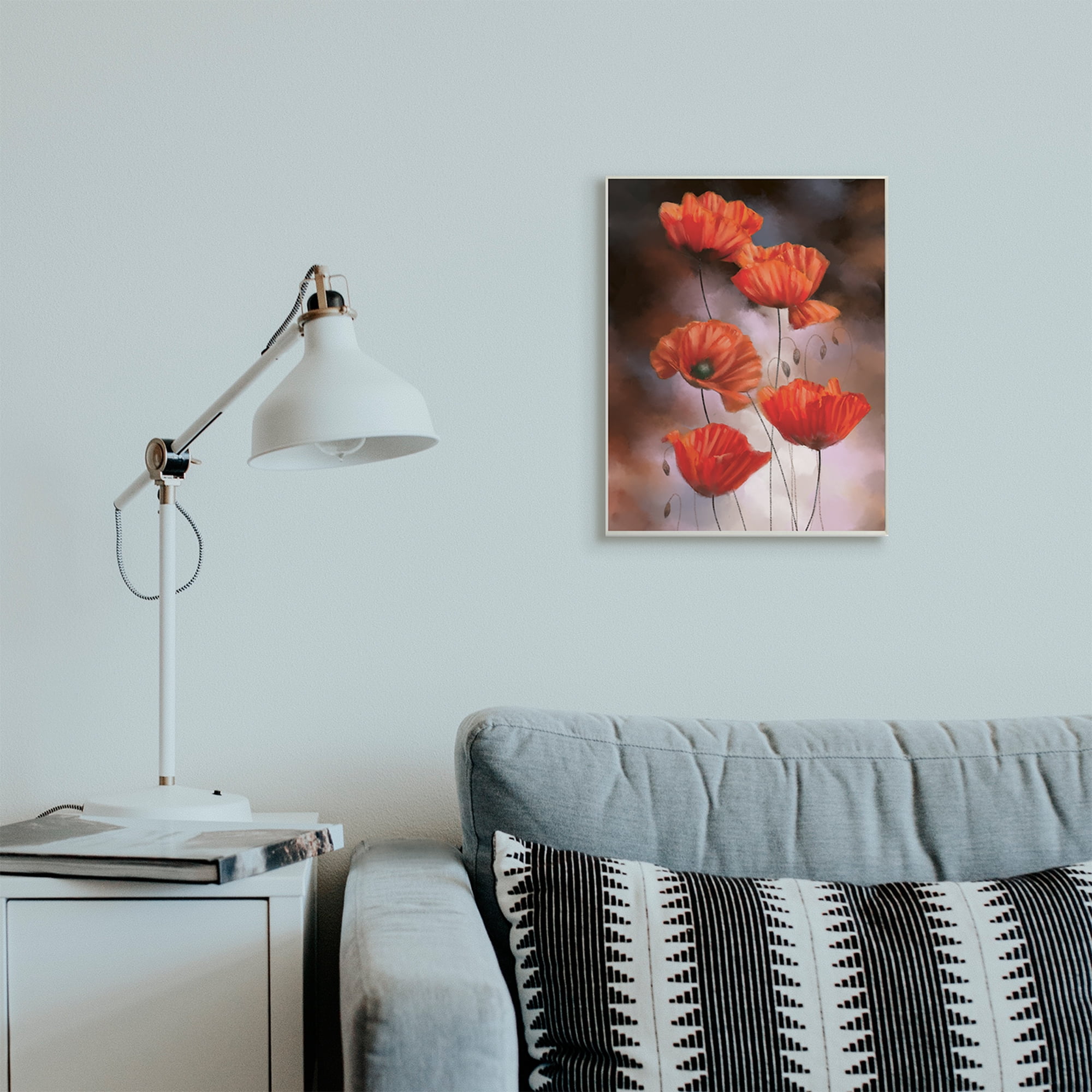 Red Poppies Rising Vibrant Floral Blossoms 13 in x 19 in Framed Painting Art Print, by Stupell Home Décor